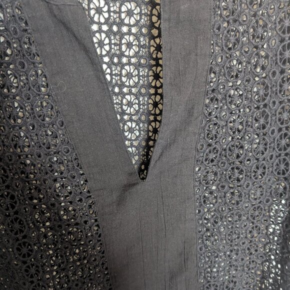 Echo New York Black Cotton Crochet Swim Cover-up Size Medium Beach Vacation Pool - Picture 5 of 10